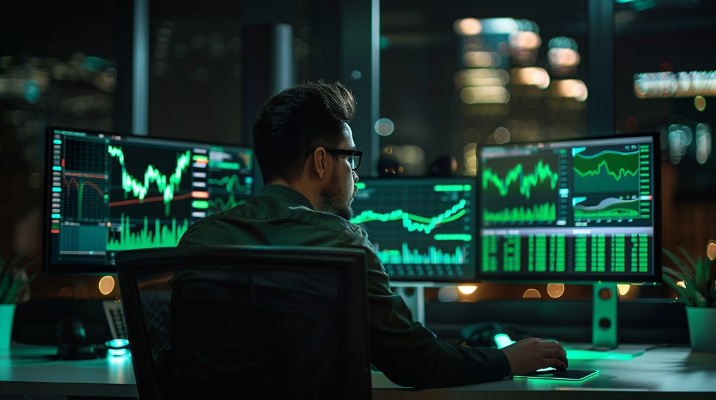 Analista professionista che monitora il sistema di trading live Ravalizio